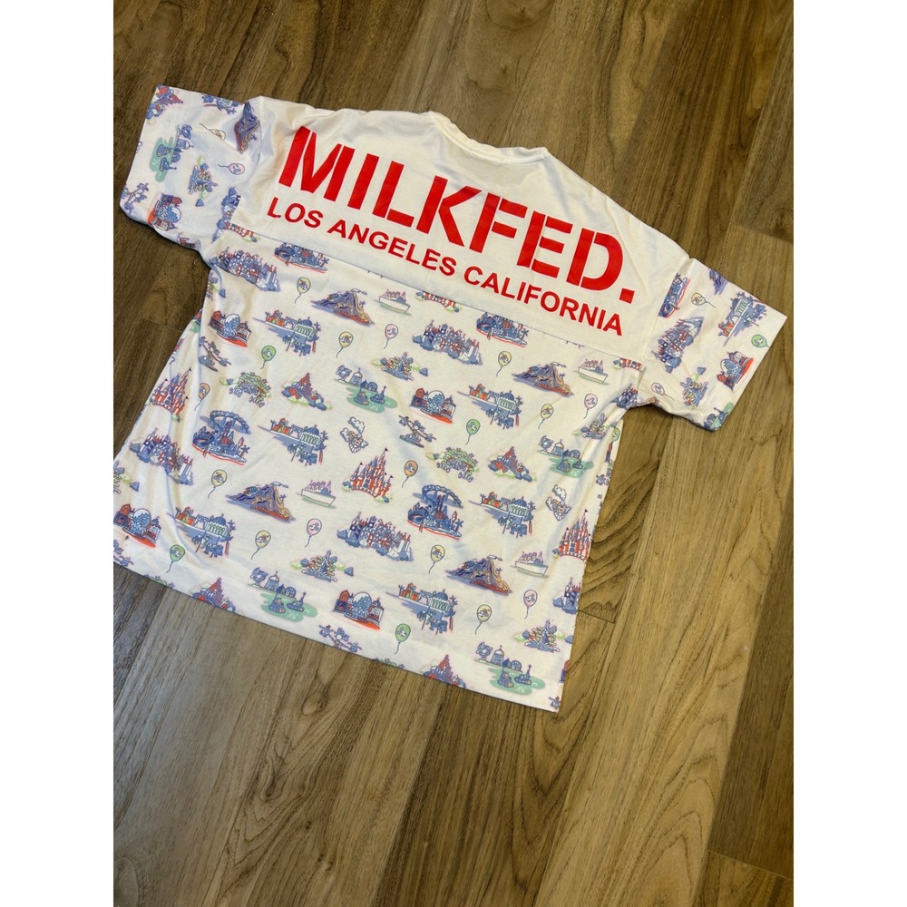 Tokyo Disney Resort Milkfed All Over Print Pocket T-Shirt Mens M-L White Graphic